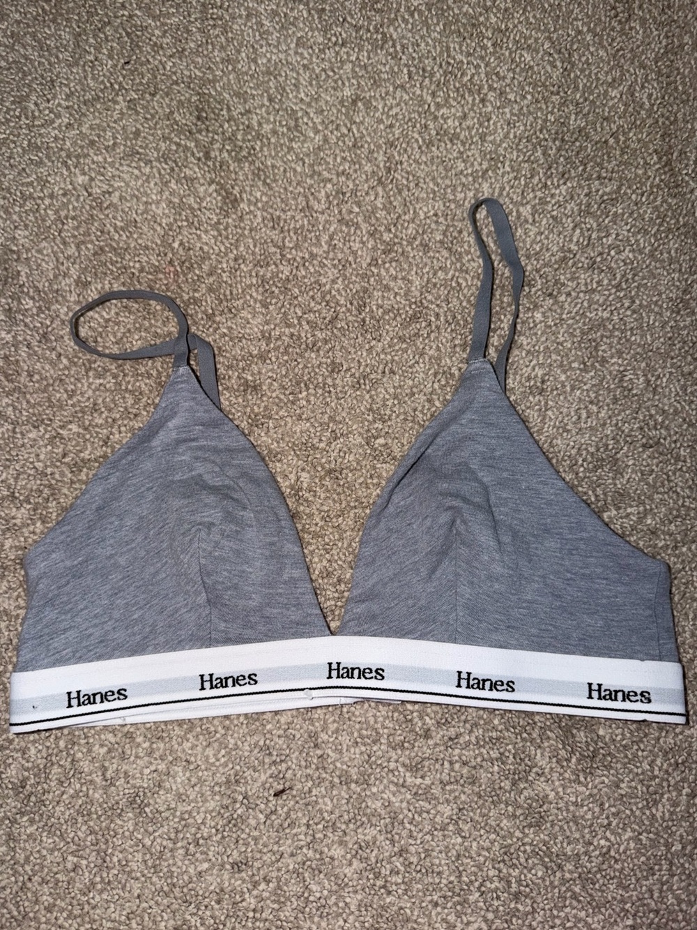 Hanes Gray Logo Elastic Triangle Bralette